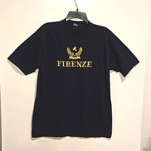FIRENZE Italia black short sleeve embroidered graphic tee XL UNISEX